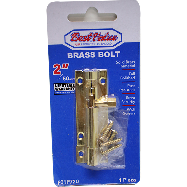 2" BARREL BOLT (BRASS)