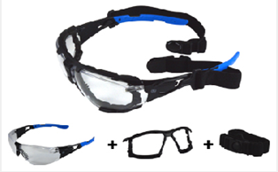 GE SAFETY GLASSES CLEAR AF LENS BLACK/BLUE