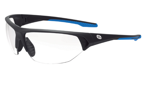 GE SAFETY GLASSES CLEAR LENS BLACK/BLUE