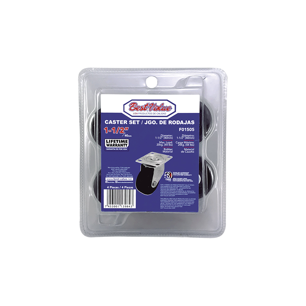 1 1/2" CASTOR W/PLATE (4 PACK)