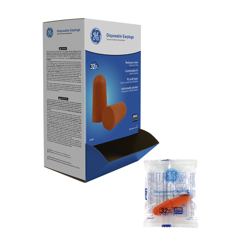 GE DISPOSABLE EARPLUGS UNCORDED (200 PAIRS)