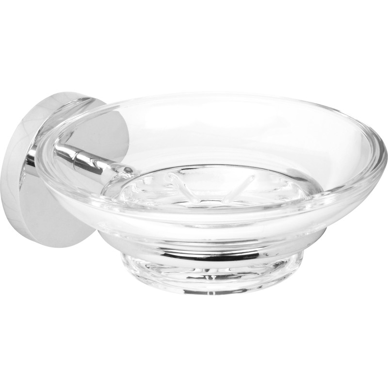 CERAMIC SOAP DISH (GLASS & CHROME)