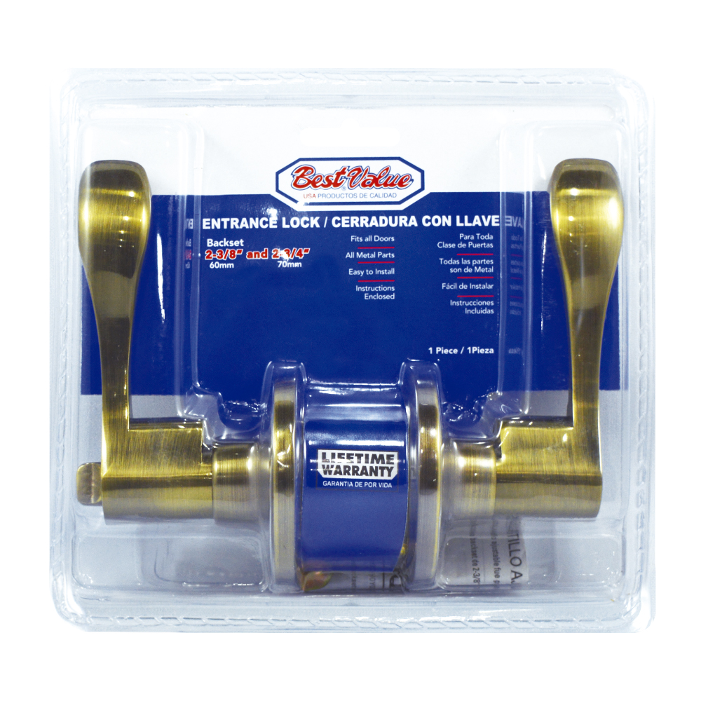 LEVER ENTRANCE LOCK ANT. BRASS