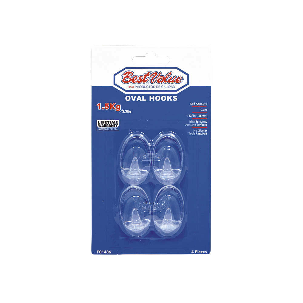 4PC OVAL CLEAR HOOKS (MEDIUM)