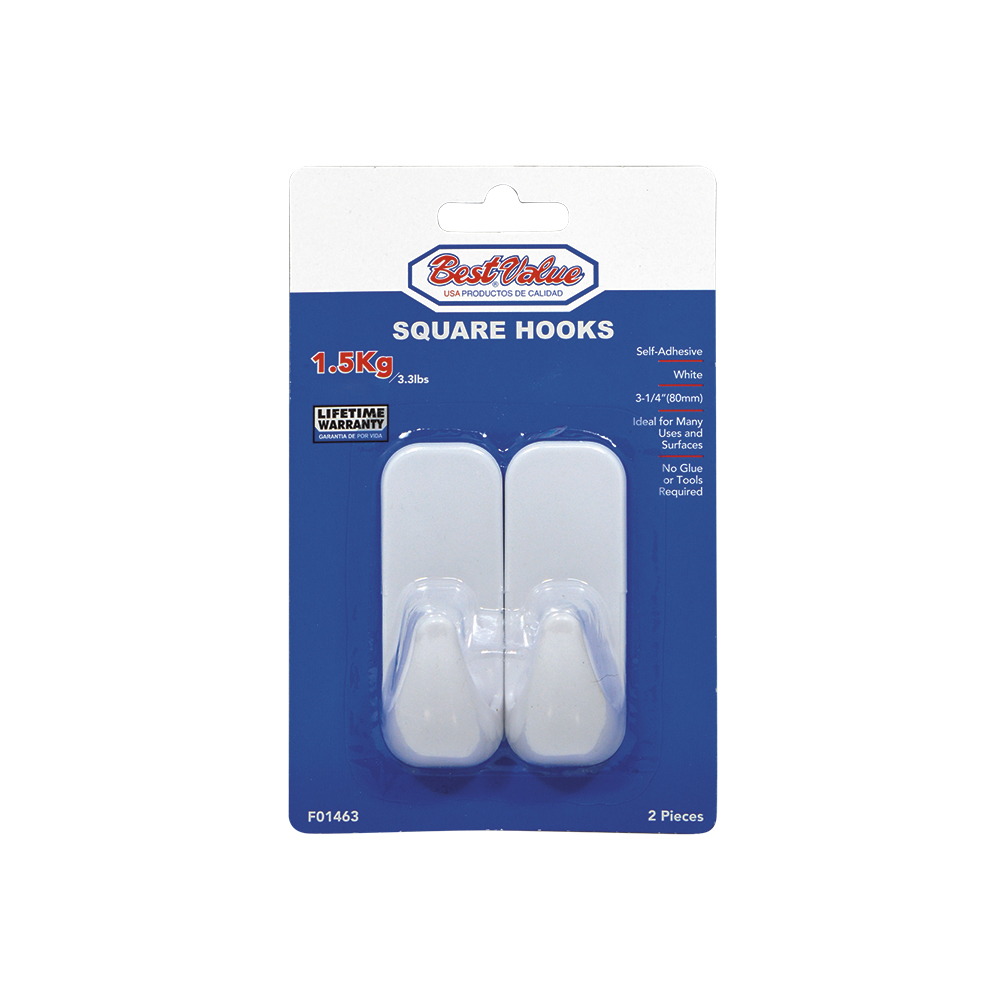 2PC SELF-ADHESIVE SQUARE HOOKS