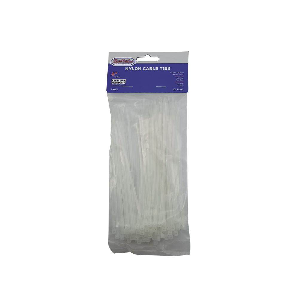 6" NYLON CABLE TIES NATURAL (100PC)