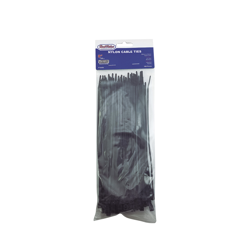 8" NYLON CABLE TIES BLACK (100PC)