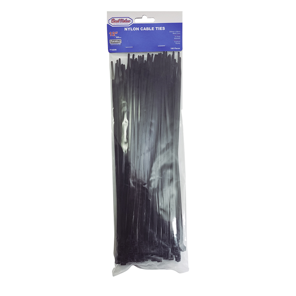 12" NYLON CABLE TIES BLACK (100PC)