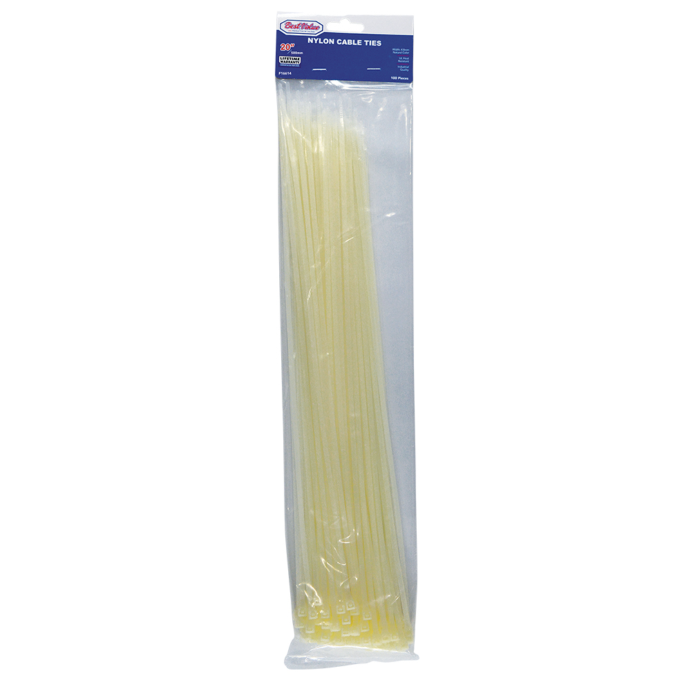 20" NYLON CABLE TIES NATURAL (100PC)