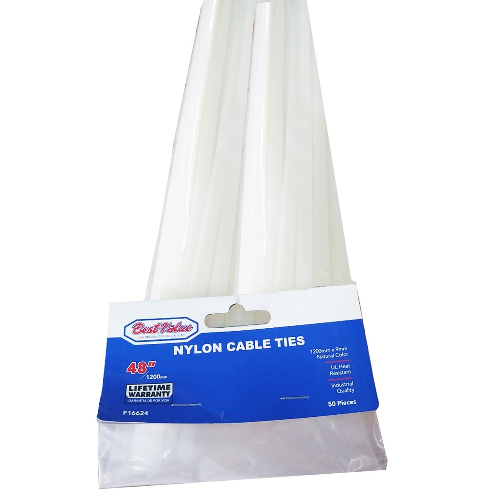 48" NYLON CABLE TIES NATURAL (50PC)