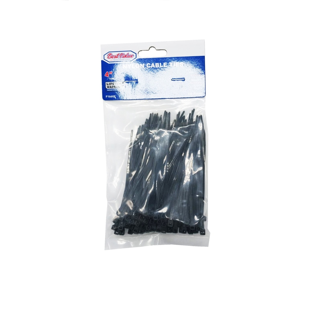 4" NYLON CABLE TIES BLACK (100PC)