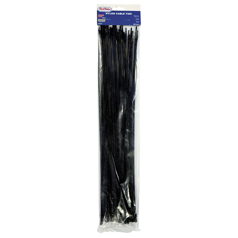 20" NYLON CABLE TIES BLACK (100PC)