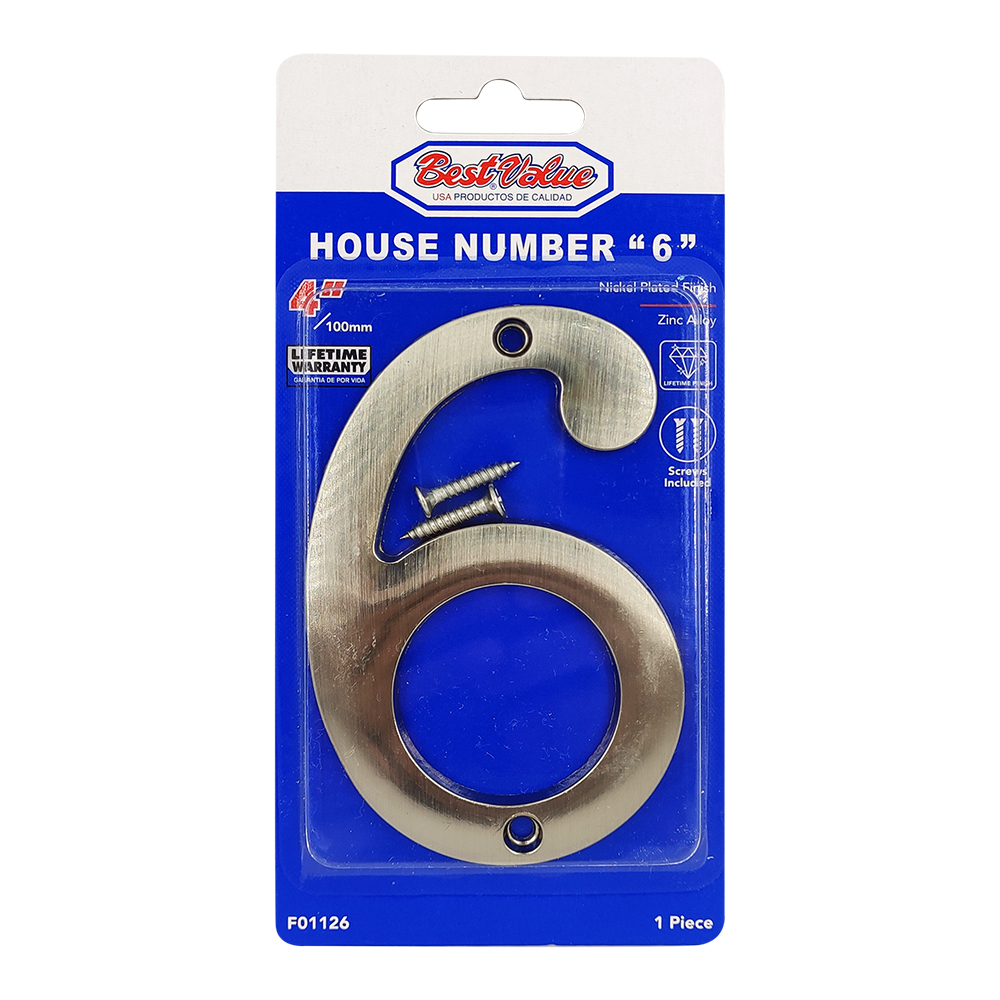 NICKEL-PLATED HOUSE NUMBER #6