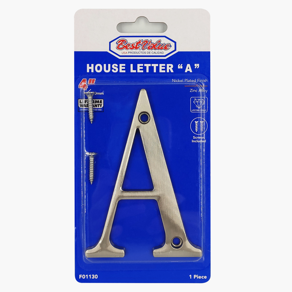 NICKEL-PLATED HOUSE LETTER "A"
