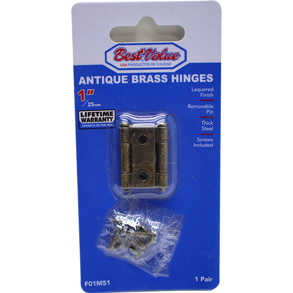 1" NARROW ANTIQUE BRASS HINGE
