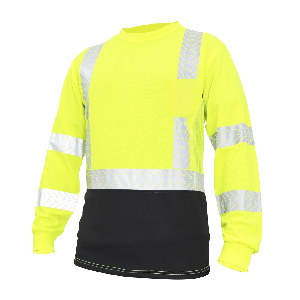 GE HI-VIS YW & BK W/REFLECTIVE LONG SLEEVE SHIRT MED.