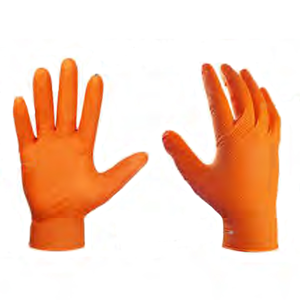 GE TEXTURED NITRILE GLOVES 8MIL (ORANGE 50's) LARGE
