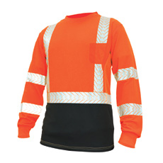 GE HI-VIS OR & BK W/REFLECTIVE LONG SLEEVE SHIRT LARGE