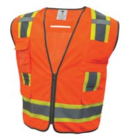 GE SURVEYOR SAFETY VEST  W/CONTRASTING TRIMS- 8 POCKET ORANGE MEDIUM