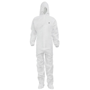 GE MICROPOROUS-63GSM DISPOSABLE COVERALL W/HOOD & BOOTS XL