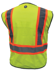 SAFETY VEST W/TRIMS  - 2 POCKET GREEN L