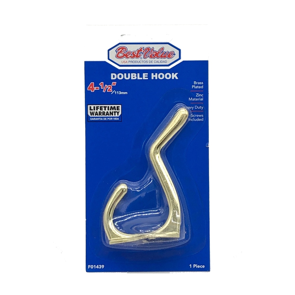 3" DOUBLE METAL HOOK BRASS