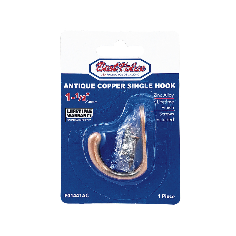 SINGLE METAL HOOK ANTIQUE COPPER