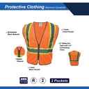 GE SAFETY VEST W/TRIMS - 2 POCKET ORANGE LG.