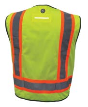 GE SURVEYOR SAFETY VEST  W/CONTRASTING TRIMS- 8 POCKET GREEN MEDIUM