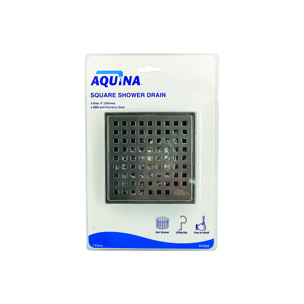 AQUINA 4" X 4" FLOOR DRAIN (STAINLESS STEEL + ABS)