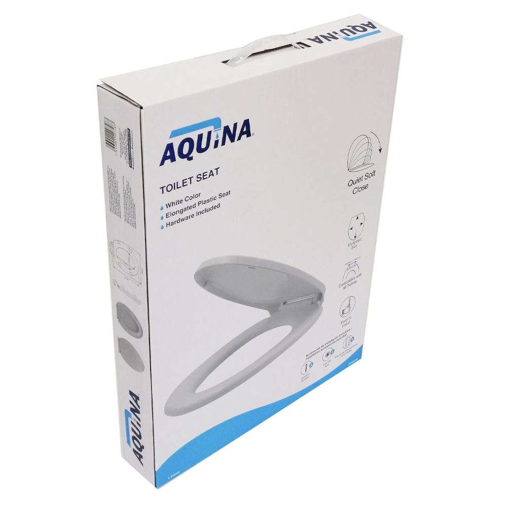AQUINA ELONGATED  SLOW CLOSING TOILET SEAT (WHITE)