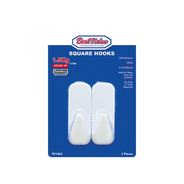 SELF ADHESIVE SQUARE HOOKS 2PC