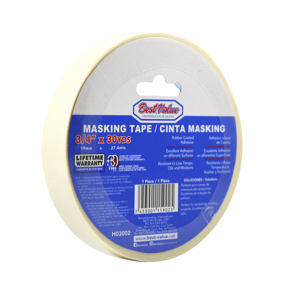 3/4" x 30yd BEST VALUE MASKING TAPE