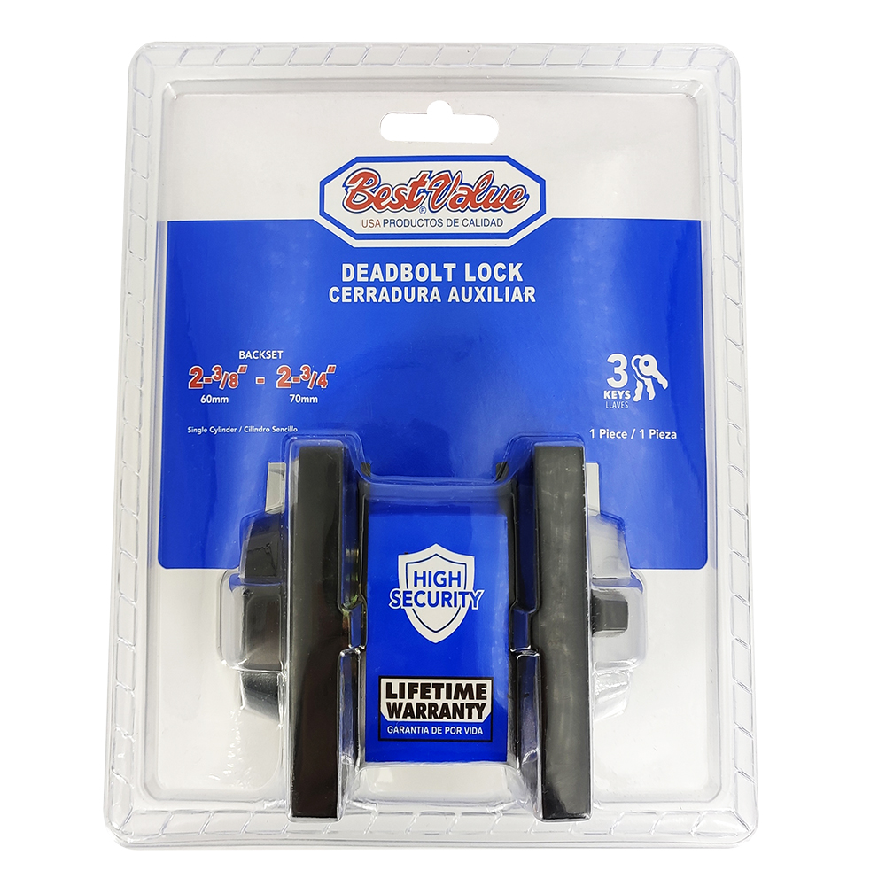 SINGLE DEADBOLT SQUARE MATT BLACK