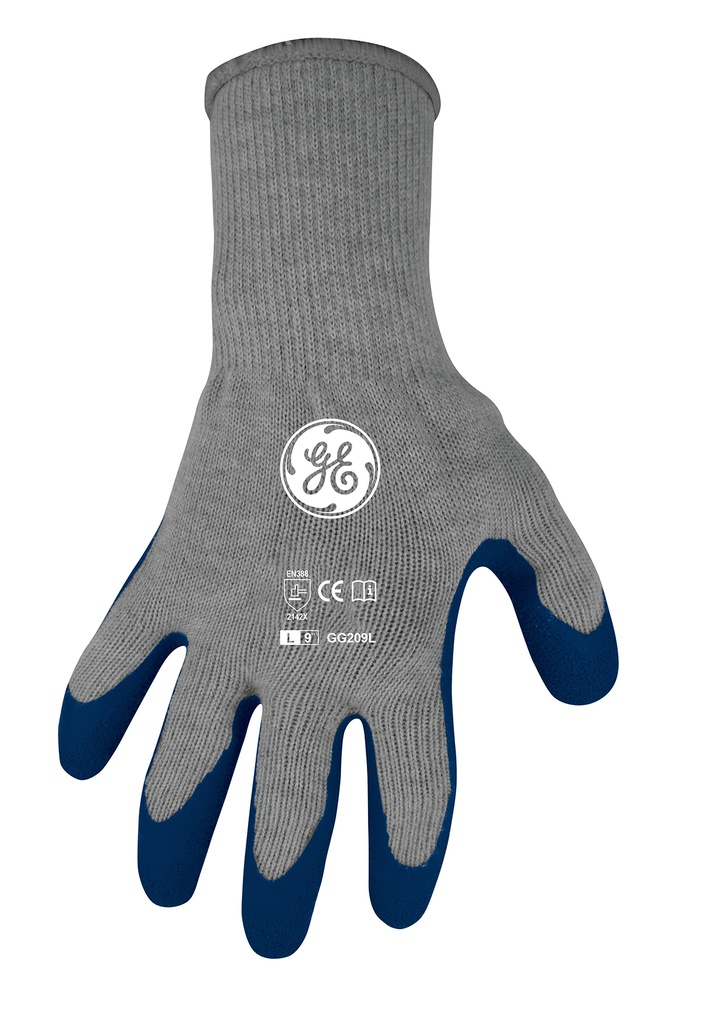 GE 10 GAUGE CRINKLE RUBBER DIPPED GLOVES MEDIUM