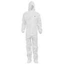 GE MICROPOROUS-63GSM DISPOSABLE COVERALL W/HOOD & BOOTS XL
