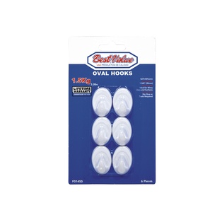 6PC OVAL WHITE HOOKS (SMALL)